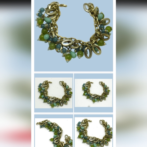 Green and Gold Plated Vintage bracelet - Picture 4 of 4